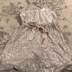 Express champagne colored party dress